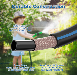 <span class=keywords><strong>Tuyau</strong></span> d'<span class=keywords><strong>arrosage</strong></span> court en caoutchouc SheeChung 3 pieds x 5/8 po, anti-plis, léger, durable, flexible, raccords mâle-femelle 3/4 po, pression 600 PSI - Product Image 2