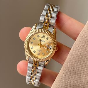 Reloj de Pulsera de Lujo para Mujer, de Acero Inoxidable Dorado, Estilo Ejecutivo, con Calendario, Movimiento de Cuarzo, Batería de Larga Duración, Esfera de Cristal - Product Image 2