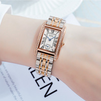 Reloj Rectangular de Moda para Mujer, Correa de Acrílico, Movimiento de Cuarzo, Resistente al Agua 30M, Detalles de Diamantes de Lujo, Dos Tonos