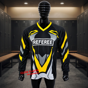 Referee Paintball Jersey Long Sleeve Black Yellow Gray Sublimated Polyester Outdoor <b>Shooting</b> Game Apparel - Product Image 5