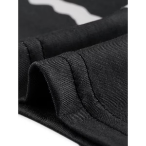 Ensemble pyjama à rayures ondulées pour femmes, débardeur sans manches et short taille haute, imprimé noir et blanc, vêtements de nuit d'été - Product Image 4