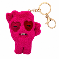 Porte-clés Monstre Rose Mignon en Peluche, Doux et Moelleux, Écologique et Durable, Breloque de Sac, Yeux en Cœur, Mini Animal en Peluche, Logo Personnalisé, Unisexe