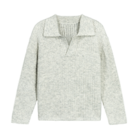 Pull en maille ouverte 100 % coton personnalisé pour homme, col Johnny, 12GG, à rayures verticales pointelle, avec logo – Vente en gros