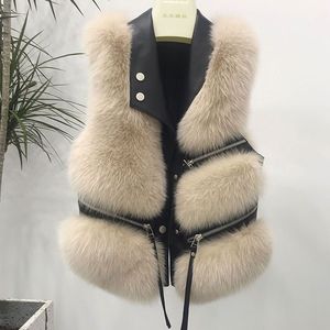 <span class=keywords><strong>Gilet</strong></span> décontracté pour <span class=keywords><strong>femme</strong></span> en mélange de <span class=keywords><strong>laine</strong></span> et fausse fourrure de renard, nouveau style, pour l'automne/hiver, idéal pour l'export. - Product Image 4