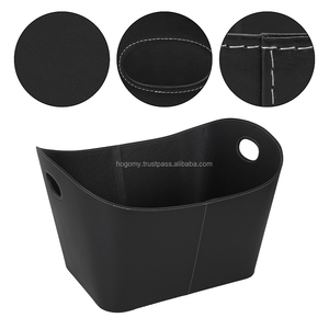 ตะกร้าเก็บของคุณภาพสูงทำจากหนัง PU และไม้ สำหรับใส่ฟืน - Product Image 5