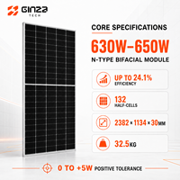 Panneaux solaires monocristallins bifaciaux Ginza Factory N-Type 635W à demi-cellules et double vitrage pour projets de montage au sol et sur toiture