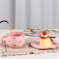 Tasse d'amour créative tasse d'eau en céramique tasse de couple à la maison avec plateau en forme de coeur mignon belle tasse de café en céramique personnalisée de bureau