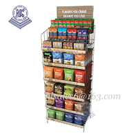 Présentoir de vente au détail autoportant multi-niveaux en fil métallique détachable pour bonbons, noix, biscuits, pain, chips et produits secs
