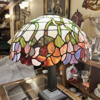 Colibri Tulipe Verre Globe Bronze Libellule Base Vintage Style Tiffany Lampe Fleur De Raisin Teinté Salon Cuisine Solaire