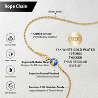 Bijoux de sport, cadeau, pendentif en émail coloré à maillons torsadés, chaîne en acier inoxydable plaqué or 14 carats, résistante à l'eau, pour hommes