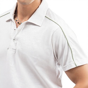 เสื้อโปโลแขนสั้นสีขาวล้วนสำหรับผู้ชาย ผ้าอ๊อกซ์ฟอร์ด ระบายอากาศได้ดี ดีไซน์ลำลอง ทรงปกติ - Product Image 3