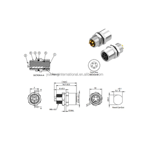 CEファクトリーIP67シールド円形コネクタ金メッキ<span class=keywords><strong>5</strong></span>ピンM8Bコードソケットパネルマウントはんだカップ防水PCBコネクタ - Product Image 3