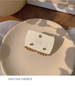 Pendientes delanteros y traseros de Metal chapado en oro con estilo para mujer y niña, diseño coreano delicado de alta calidad, pendientes de tuerca de bola a la moda - Product Image 5