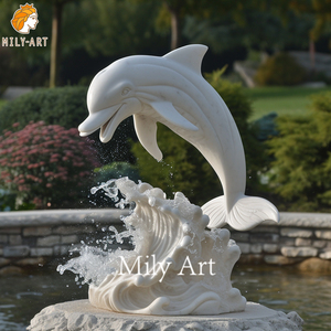 Décoration d'intérieur personnalisée sculpture de <span class=keywords><strong>fontaine</strong></span> de <span class=keywords><strong>dauphin</strong></span> en marbre blanc <span class=keywords><strong>pour</strong></span> <span class=keywords><strong>piscine</strong></span> - Product Image 4