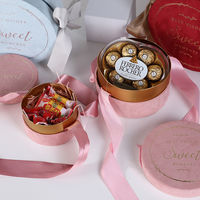 Boîte à bonbons ronde en chocolat avec logo personnalisé ODM OEM, conception gratuite, boîte estampée à chaud avec poignée
