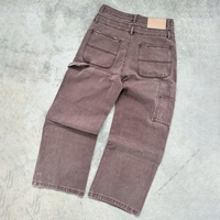 Pantalon en jean large personnalisé pour homme, double taille, style workwear, avec double genouillère, en denim robuste vintage, type charpentier