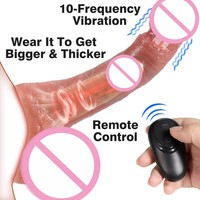 Jouets sexuels vibrants réalistes pour hommes, gode souple portable avec télécommande, manchons de gode à porter, usage adulte