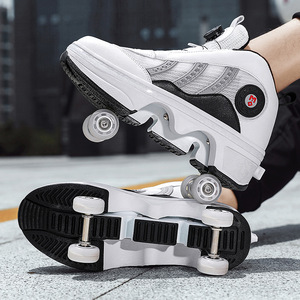 Helios Skateboarding Shoes Double Row Four Wheels <b>Cushioned</b> Sporty <b>Round</b> Toe Rubber Outsole - Product Image 5