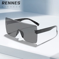 [RTS] Lunettes de soleil unisexes Rennes ZY814 de haute qualité, sans monture, grandes et carrées, protection UV400 %, pour l'extérieur