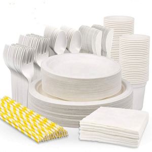 Juego de Vajilla Desechable de Bambú con Logotipo Personalizado, Compostable, Ecológico, Platos para Bebidas de 7''-10'', Biodegradables - Product Image 1