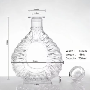 Botella de Vidrio Transparente de Alta Calidad con Diseño Vintage de Sol, Directo de Fábrica, para Licores como Brandy XO, Whisky, Vodka y <span class=keywords><strong>Tequila</strong></span> - Product Image 4