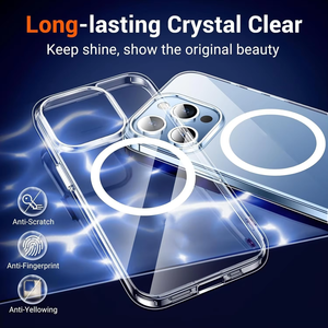 Coque de téléphone magnétique transparente en acrylique 3-en-1 avec protection d'écran en verre trempé et protecteurs d'objectif pour <span class=keywords><strong>iPhone</strong></span> 17 Pro Max - Product Image 2