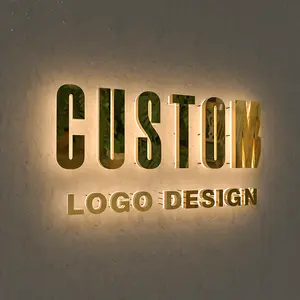 Custom huruf backlit led baja nirkarat tanda huruf 3d tanda Aluminium led untuk toko