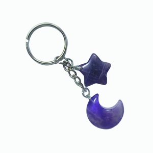 Amethyst Stone Keychain Metal Ring Pendant <b>Bag</b> <b>Charm</b> for Backpack Handbag Decoration Birthday Holiday Gift - Product Image 2