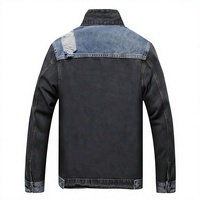 Veste universitaire en jean personnalisable pour homme, coupe classique, patchwork, col zippé, manches longues, pour l'automne et l'hiver
