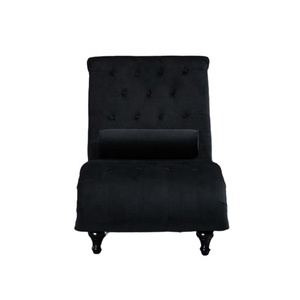 Silla ocasional Sofá de tela de terciopelo de madera de lujo, sillón individual negro para sala de estar - Product Image 3