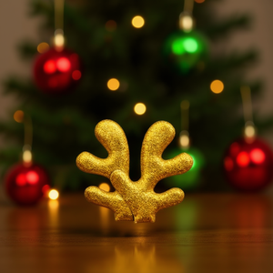 Ornamento in Corno di Cervo Ilan 5.5x8mm Dorato Decorazione Natalizia - Product Image 2