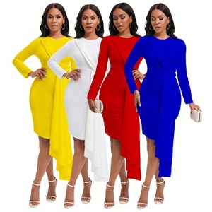 Ultimo Modello di Abito Africano Elegante Autunnale con Collo a O e Maniche Lunghe, Abiti da Ufficio Formali per Donne 2026 - Product Image 1