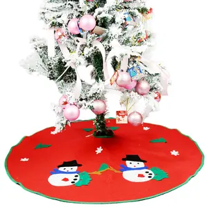 Goedkopere Kerstboom Tapijt Decoratie Geappliqueerde Sneeuwman Santa Claus Non Geweven Vilt Rok Boom Kerst