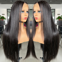 150% 180% Densité Humain Avant de Lacet Perruques 10A Grade Soyeux Droite Pré Cueillie 13x4 13x6 Transparent Frontal Raw Indian Hair Perruque