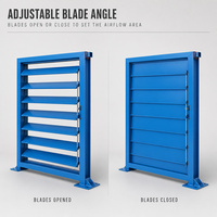 Grille d'aération en acier bleu à lamelles réglables, cadre métallique soudé, registre de ventilation CVC pour armoire industrielle et rack