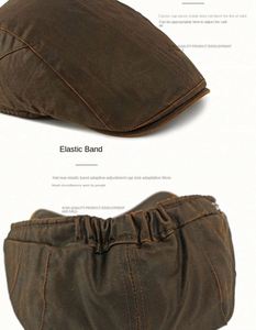 Nouvelle casquette béret plate rétro britannique pour homme en coton lavé avec bande élastique – Collection Automne Hiver - Product Image 6