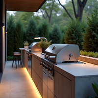 Fabricant de cuisines extérieures modulaires, îlot barbecue en aluminium, station de grillade, ODM, OEM, marque privée, vente en gros pour hôtel