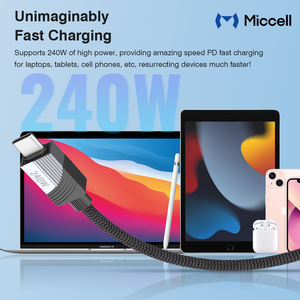 Cable de Carga Rápida Tipo-C para Teléfono Móvil Miccell Pd 240W, Cable de Carga Rápida de Aleación de Aluminio para Teléfono <span class=keywords><strong>Celular</strong></span> - Product Image 4