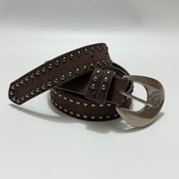 Ceinture cloutée JULUN – Ceintures de créateur personnalisées en faux daim avec rivets, boucle florale antique, accessoire de taille vintage style western