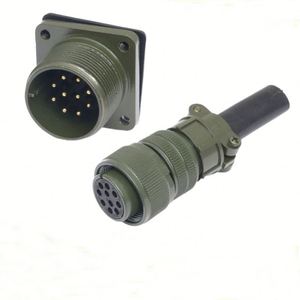Prise d'aviation standard américaine 5015 droite MS3106A/MS3102A 24-11S/24-11P 9 broches en cuivre 10A IP67 étanche adaptateur automobile - Product Image 2