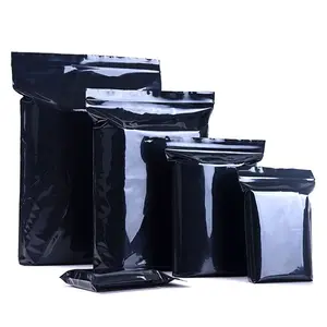 Manufacturer of black food grade sealed polyethylene OPP+bopp zipper bags with zippers
