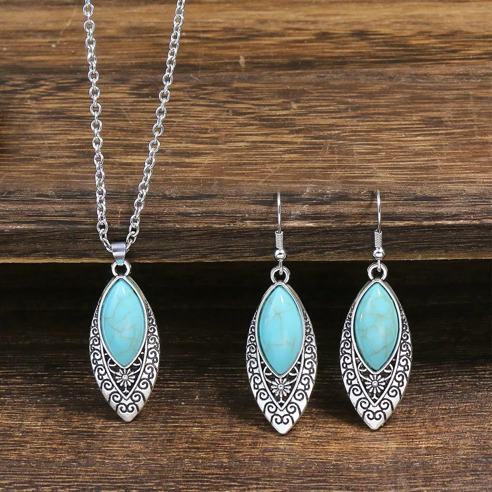 Howlite Boho Tây Turquoise bông tai vòng cổ trang sức bán buôn