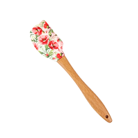 Spatule de cuisson en silicone résistant à la chaleur avec manche en bois naturel, multi-designs pour la préparation de gâteaux, pâtes et pâtisseries