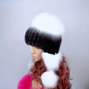 Cappello da donna invernale Rex pelliccia di coniglio cappellini di vera pelliccia lavorati a maglia cappello caldo <span class=keywords><strong>russo</strong></span> cappello da donna nuovo cappello di pelliccia da donna - Product Image 6