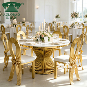 โต๊ะจัดเลี้ยงงานแต่งงานพร้อมเก้าอี้ทำจากสเตนเลสสีทองทรงกลม - Product Image 3