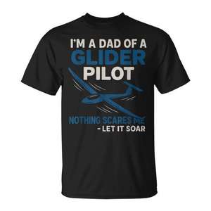 T-shirt « Fier papa d'un pilote de planeur » à manches courtes, col rond, impression numérique, pour homme adulte, motif avion de vol en altitude - Product Image 1