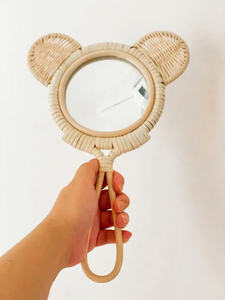 Miroir à main en rotin fait main de style nordique – Miroir mural vintage bohème ou miroir cosmétique portable en provenance du Vietnam - Product Image 2