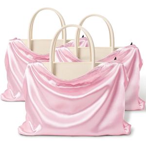 Sacs à cordon en satin de luxe de haute qualité pour sacs à main, chaussures, perruques, sacs de rangement anti-poussière en soie satinée avec logo personnalisé - Product Image 3