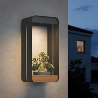 Lámpara Solar de Pared Negra TSINYE con Estante para Plantas - Aplique de Pared Decorativo Impermeable IP65 para Patio y Jardín, Alimentado por Energía Solar