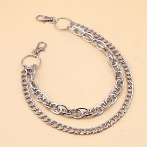 โซ่คาดเอวพังก์เมทัลแบบสองชั้น โซ่คล้องตัวทรงวงกลม โลหะผสมสังกะสี แฟชั่นฮิปฮอป สวมใส่ได้ทุกวัน - Product Image 4